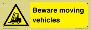 Beware moving vehicles with Warning forklift symbol